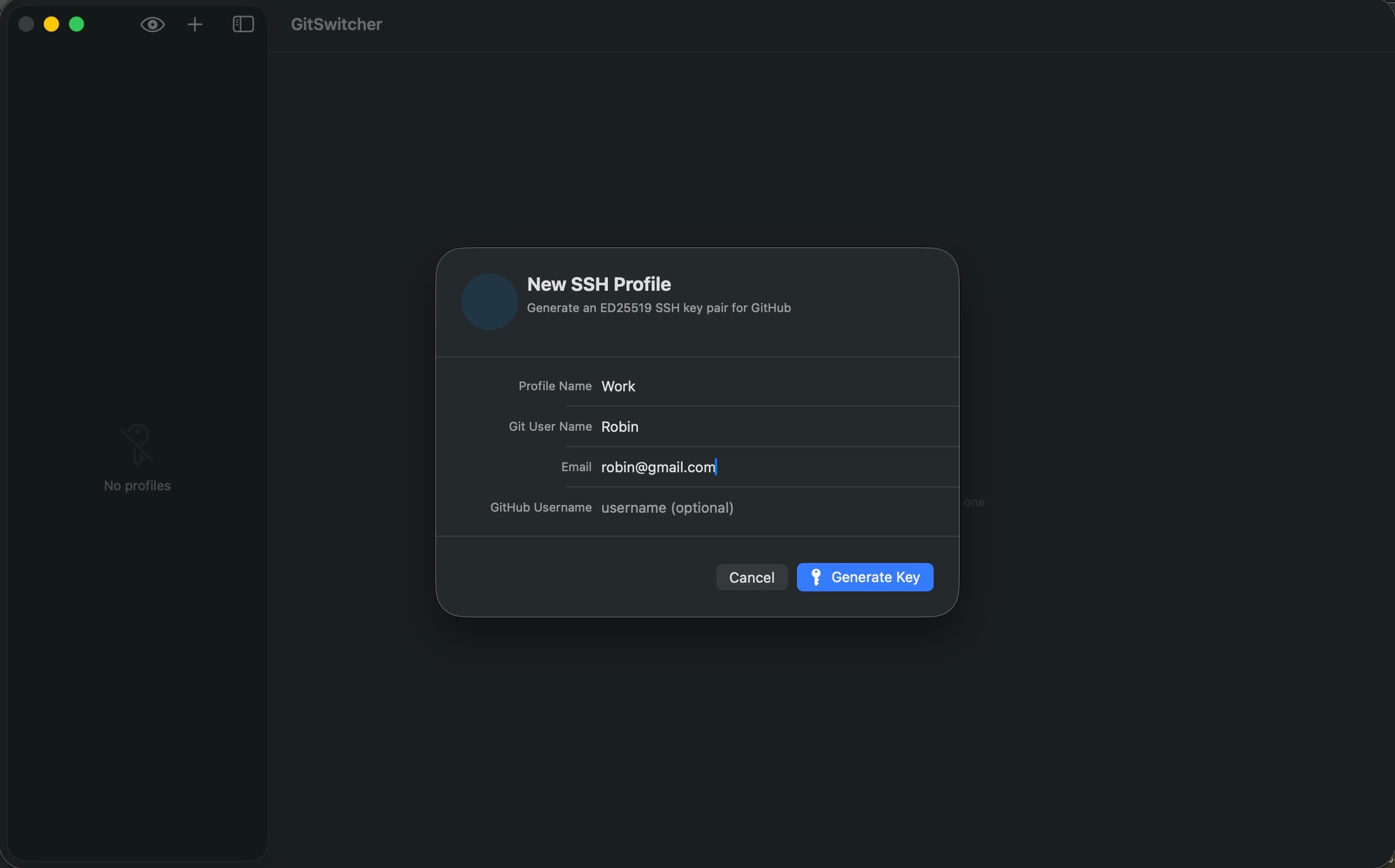 GitSwitcher app screenshot