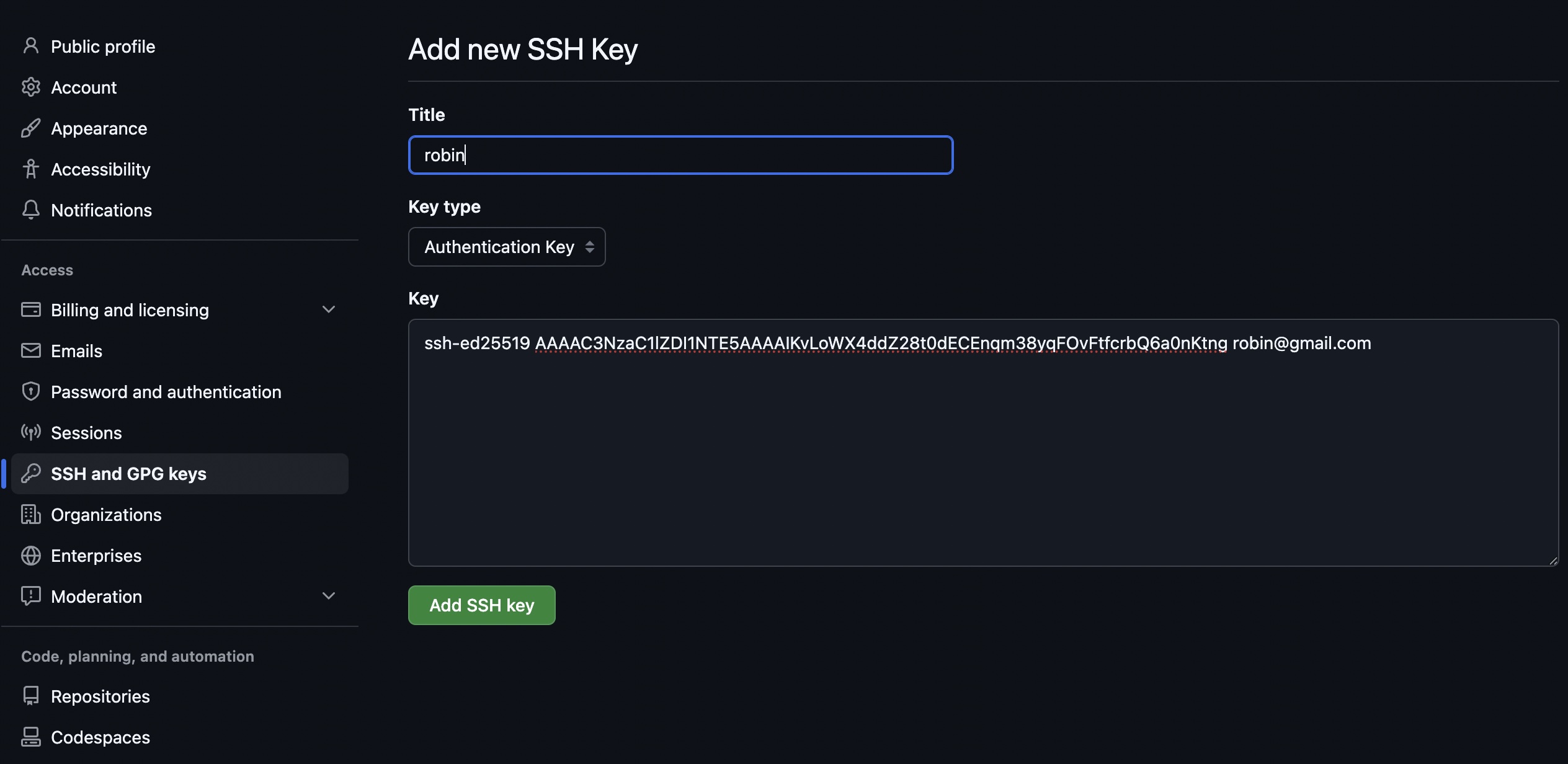 GitSwitcher account switching screen